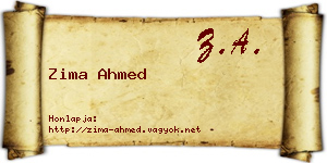 Zima Ahmed névjegykártya